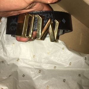 Authentic MCM Belt Black/Silver